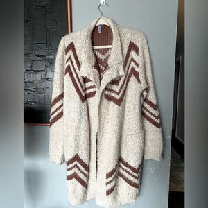 Alya eyelash long sleeve open front cardigan sweater size M